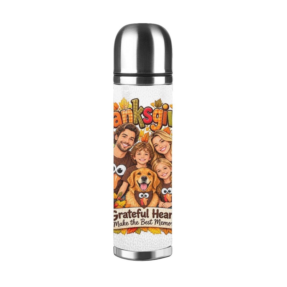 Thanksgiving Family Joy Botella de agua de acero inoxidable