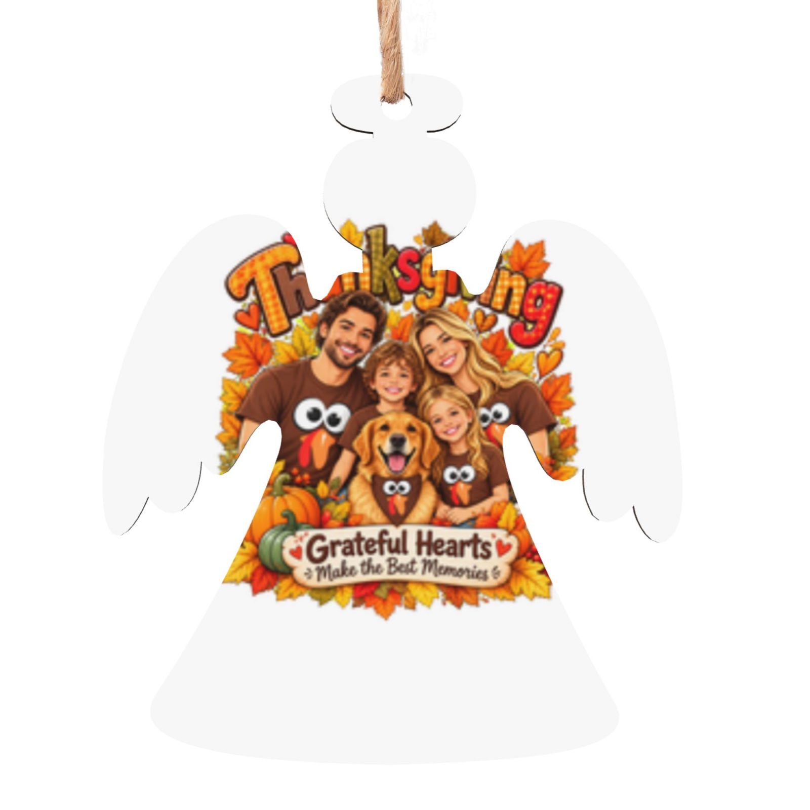 Thanksgiving Family Joy Wooden Christmas Ornament