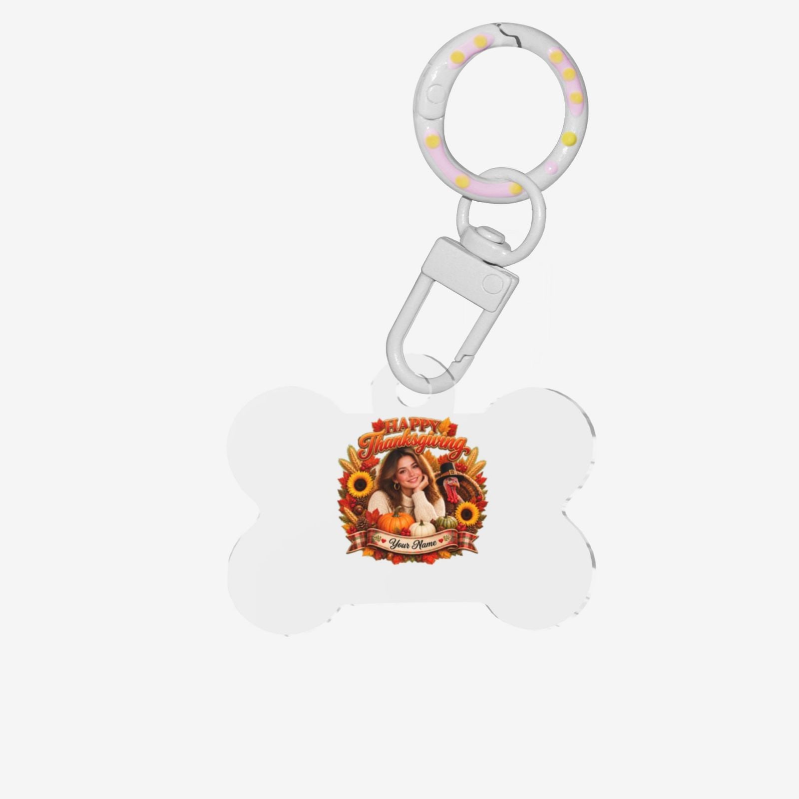 Thanksgiving Celebration Bone-Shaped Pet ID Tag