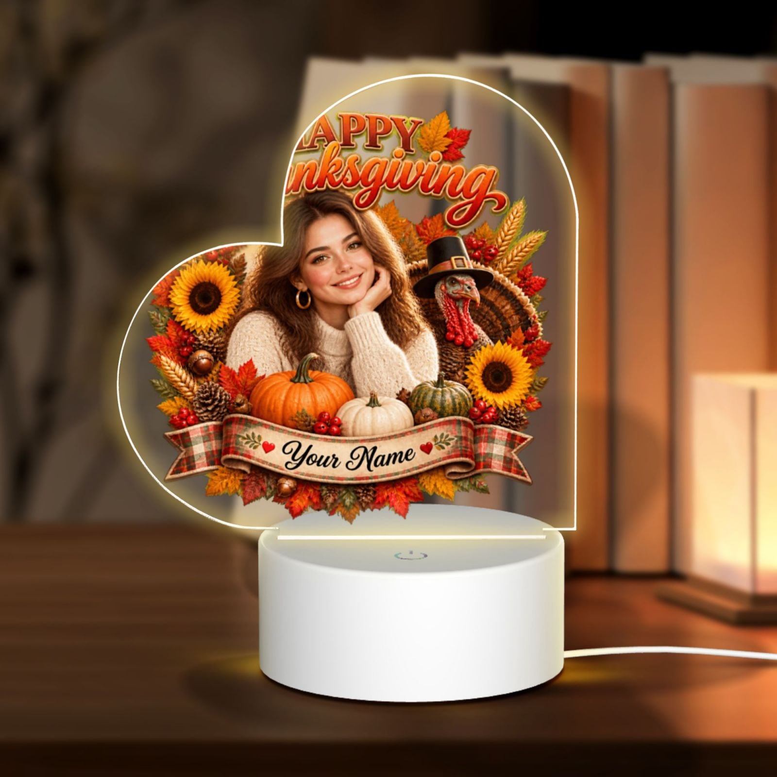 Erntedank-Feier Heart Acrylic Night Light
