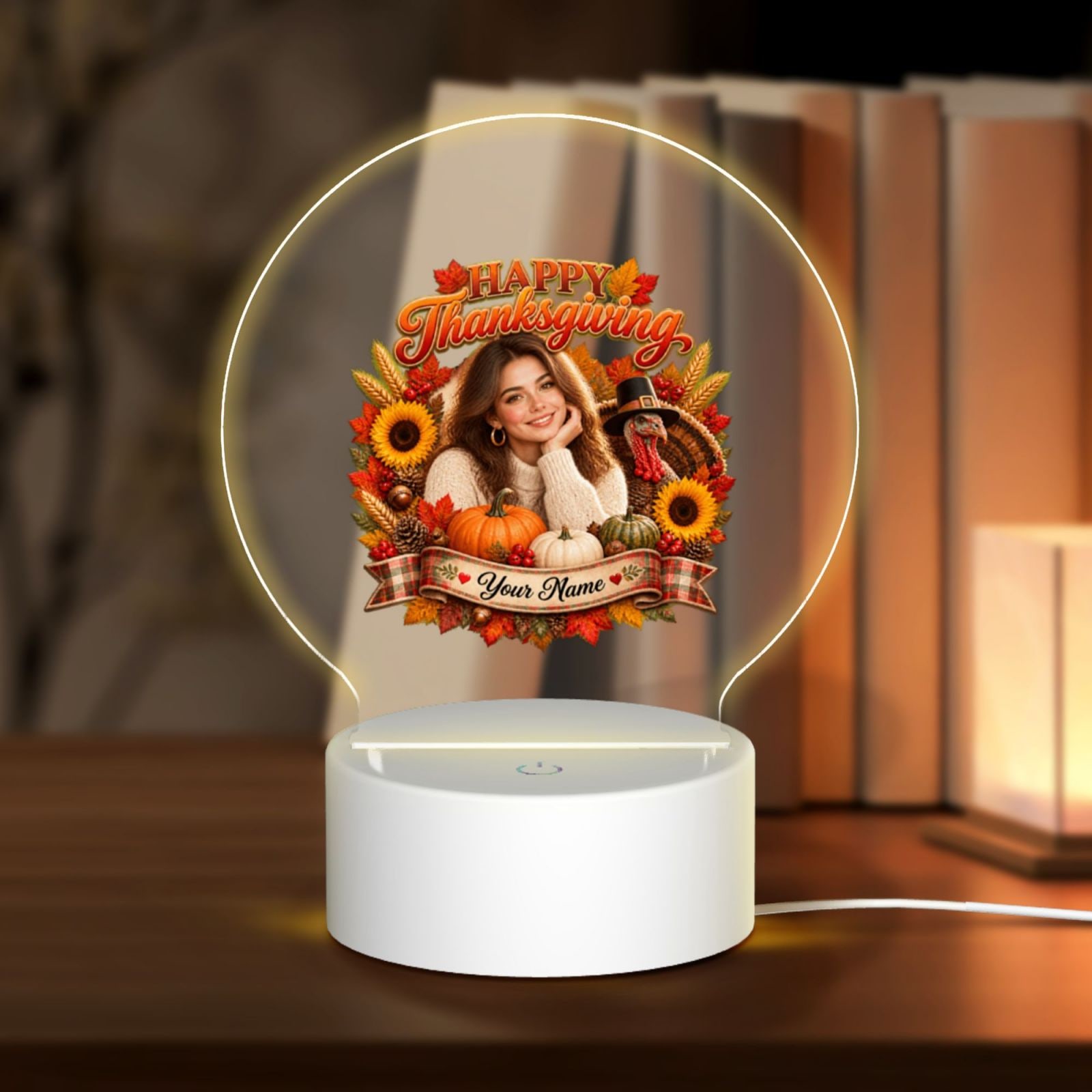 Erntedank-Feier Round Acrylic Night Light