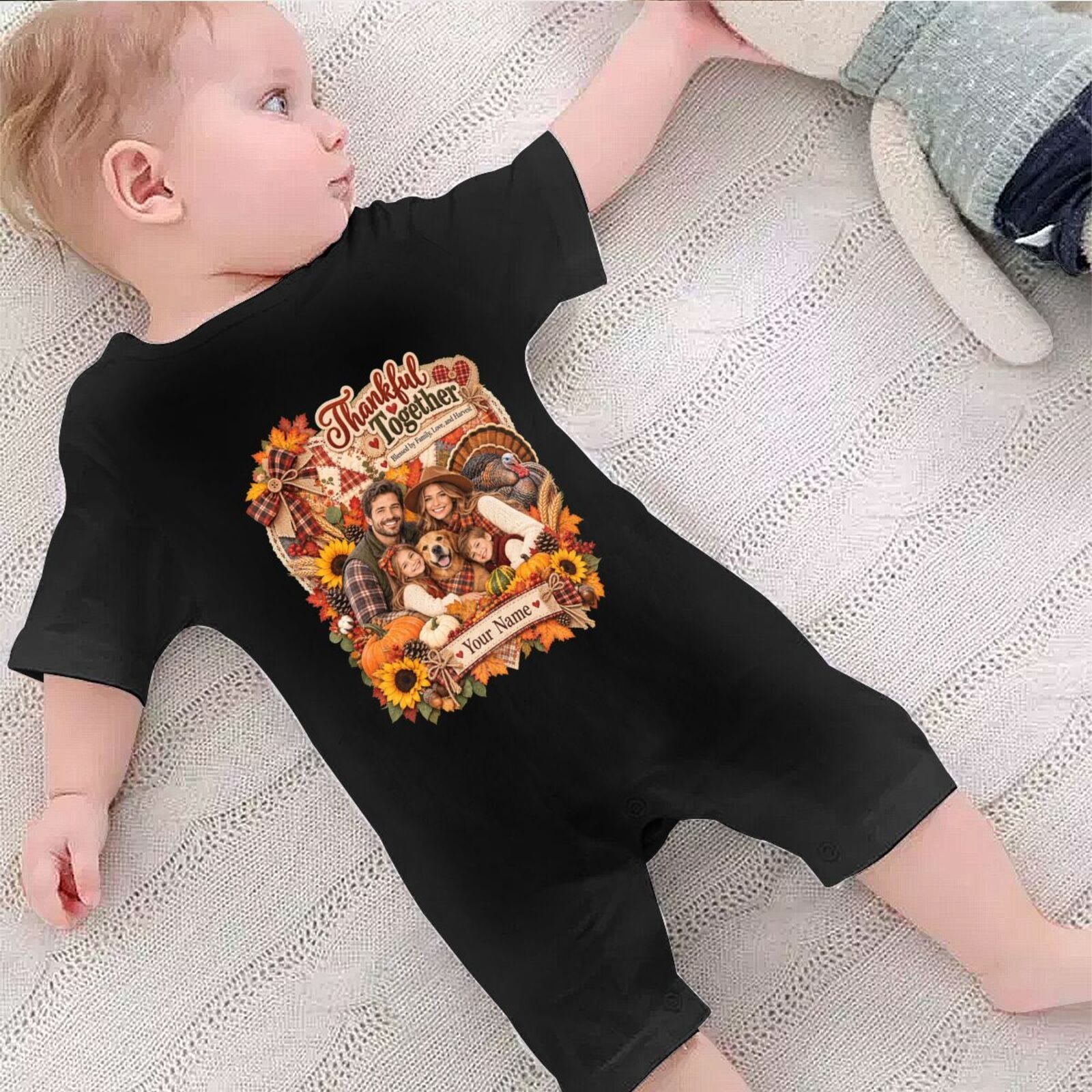Thanksgiving Family Portrait 14 Baby-Strampelanzug