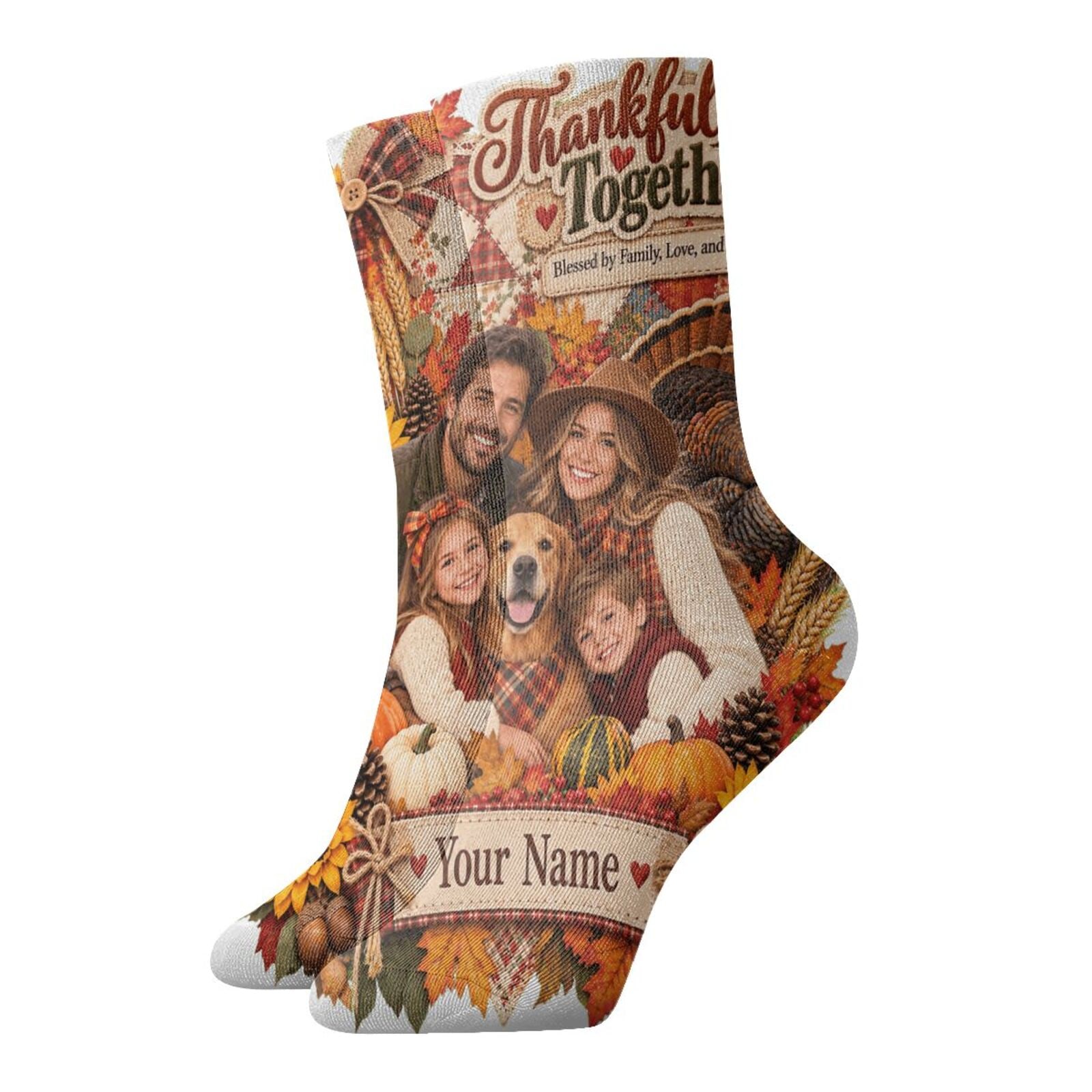 Thanksgiving Family Portrait 14 Crew-Socken