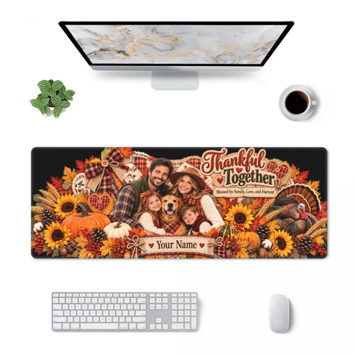 Thanksgiving Family Portrait 14 Desk Mat 11.8×31.5 in