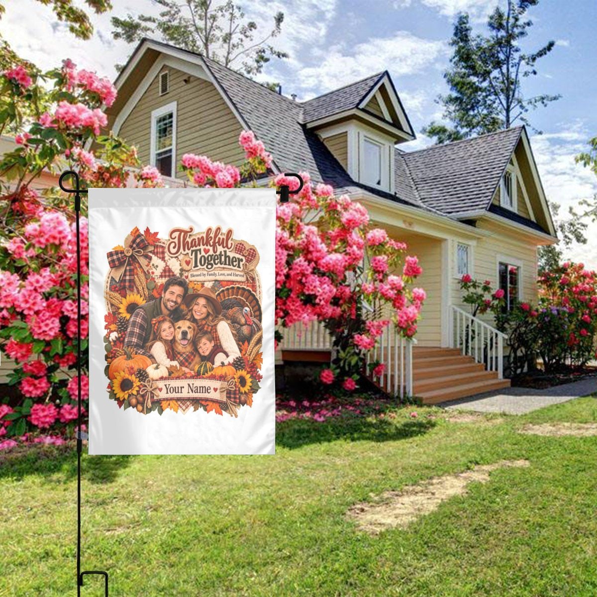 Thanksgiving Family Portrait 14 Garden Flag 12×18 in