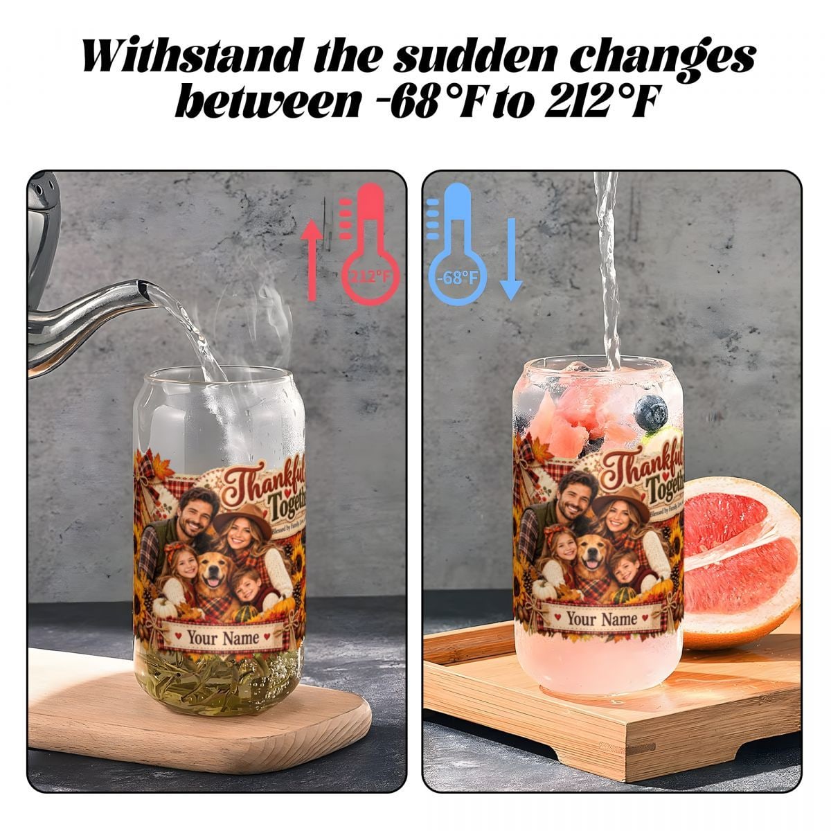16oz Glass Can with Bamboo Lid
