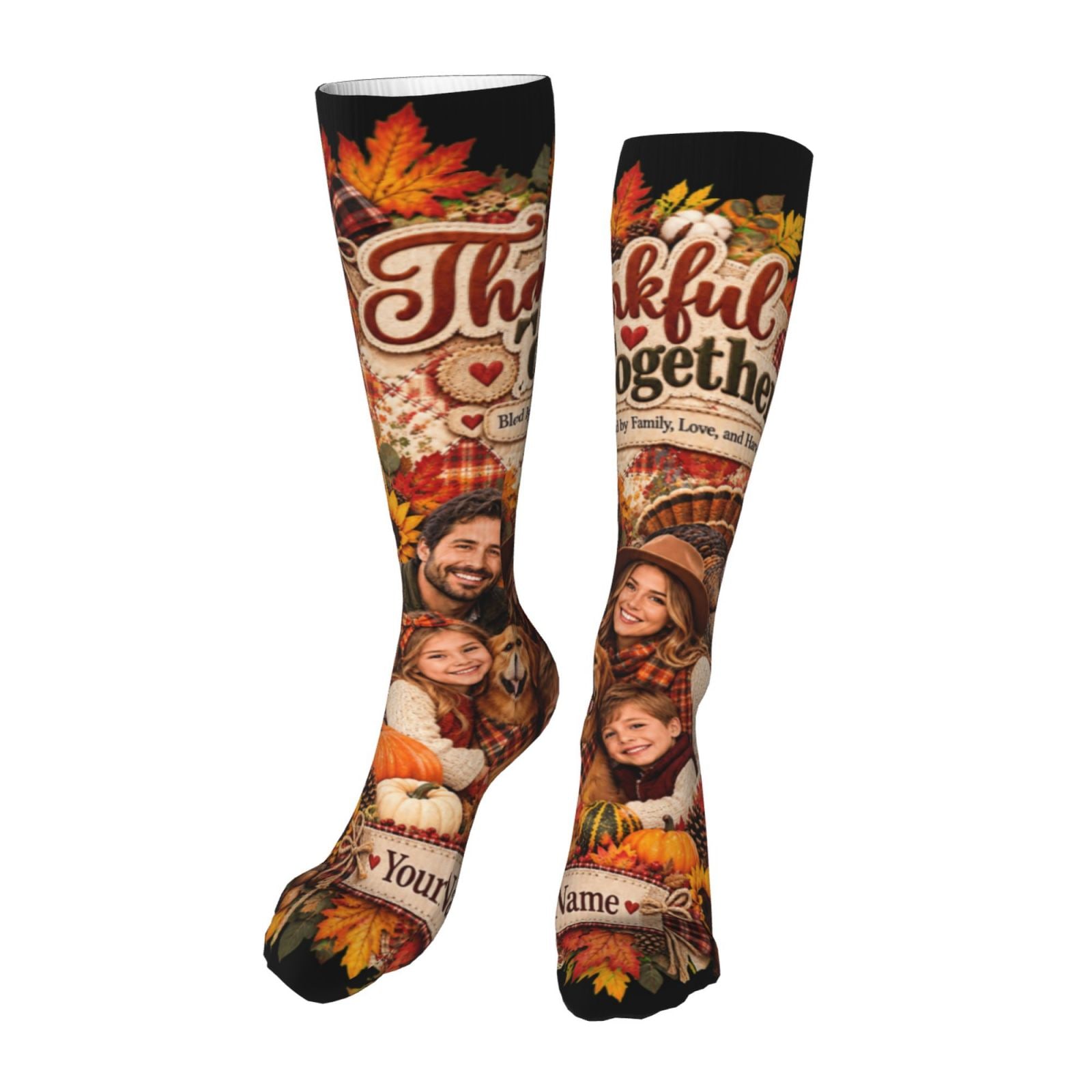 Thanksgiving Family Portrait 14 Knielange Socken