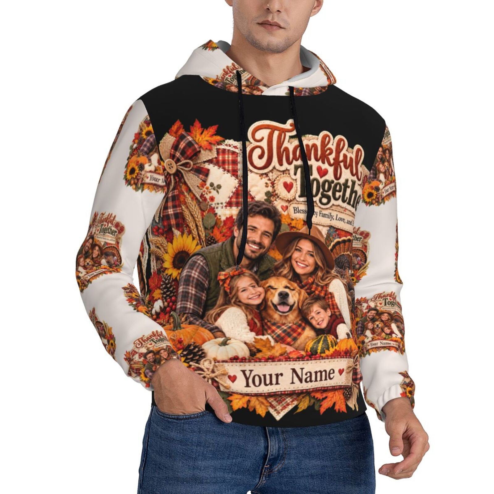 Thanksgiving Family Portrait 14 Herren-Hoodie