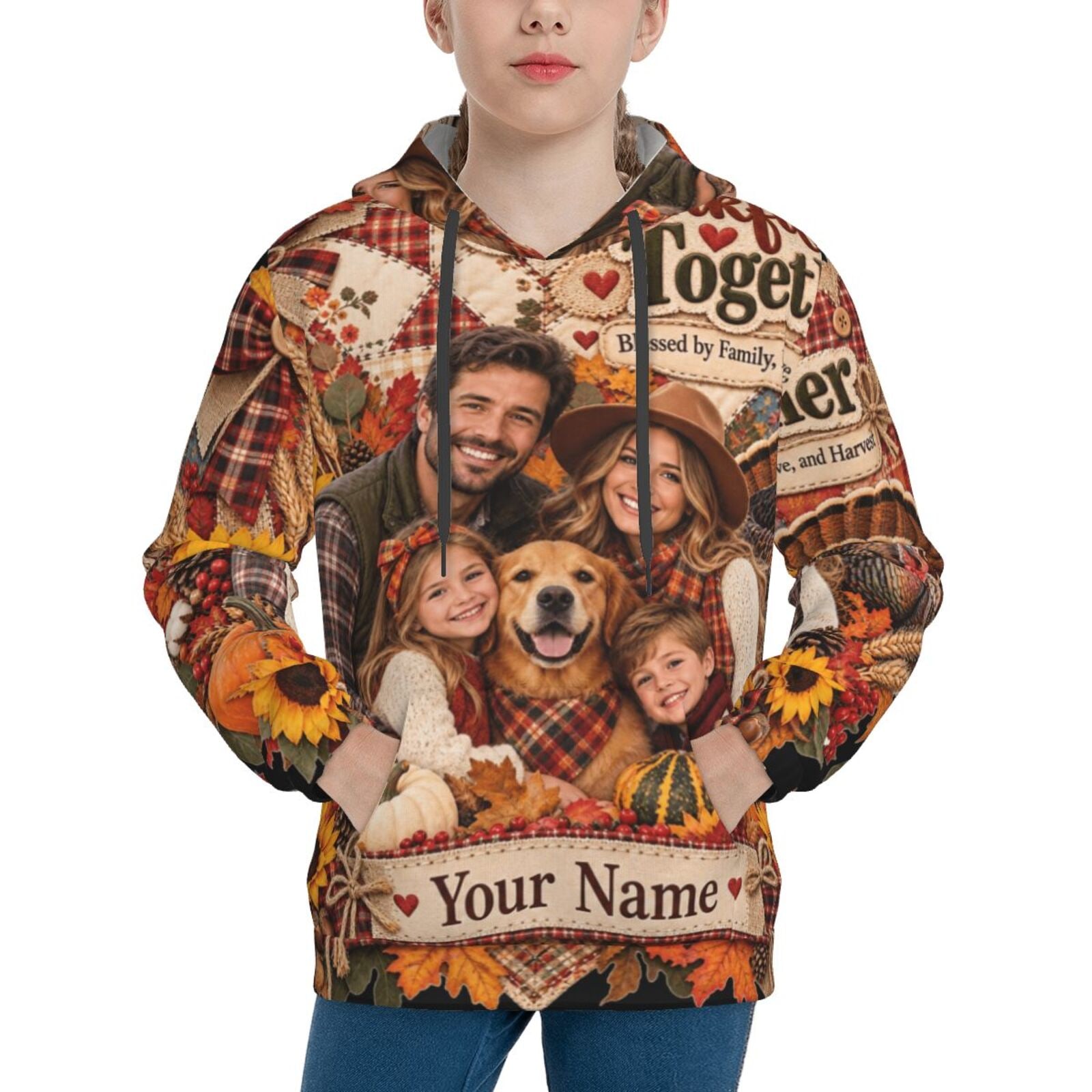 Thanksgiving Family Portrait 14 Teen-Pullover-Hoodie