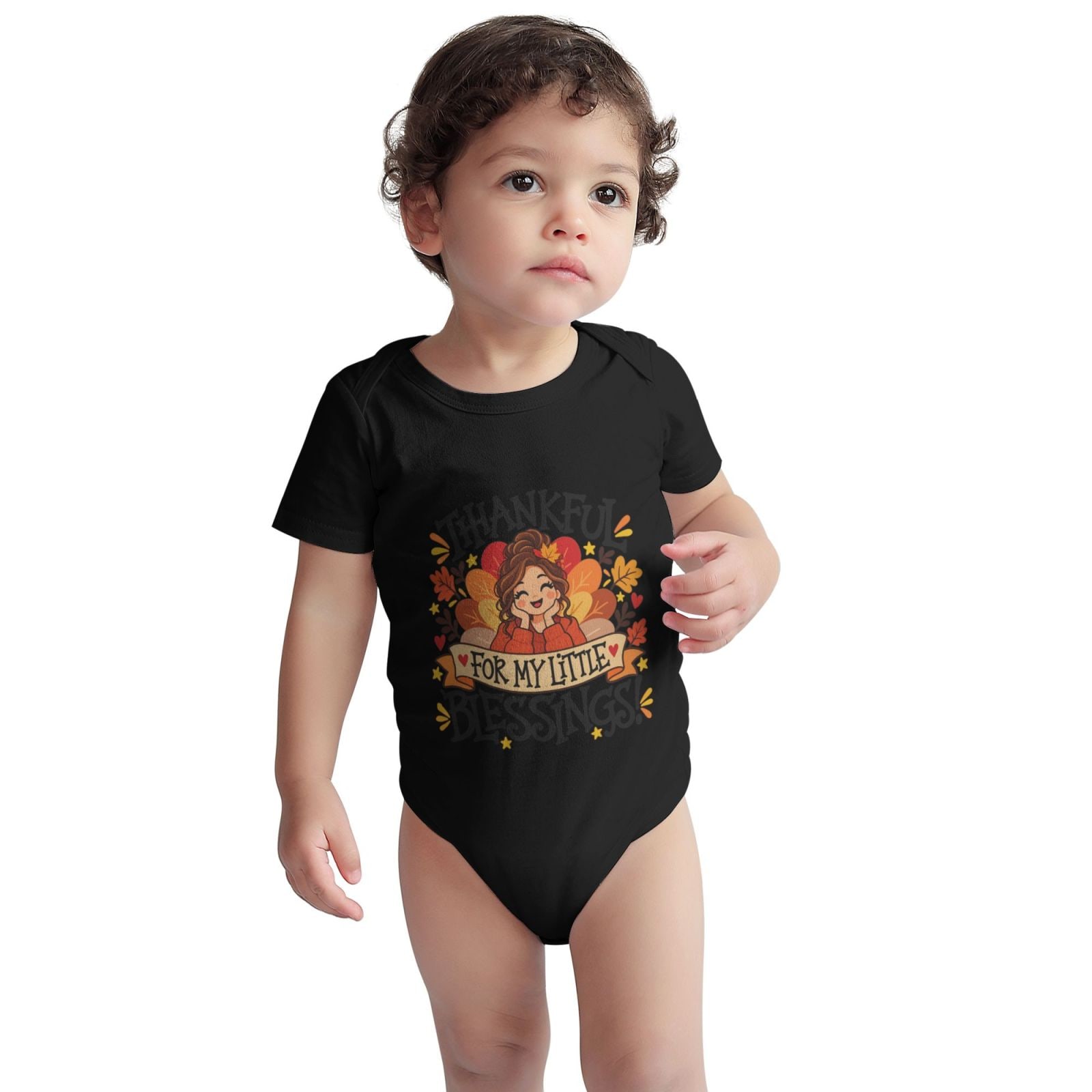 Erntedank-Dankbarkeitsporträt Baby-Kurzarm-Body