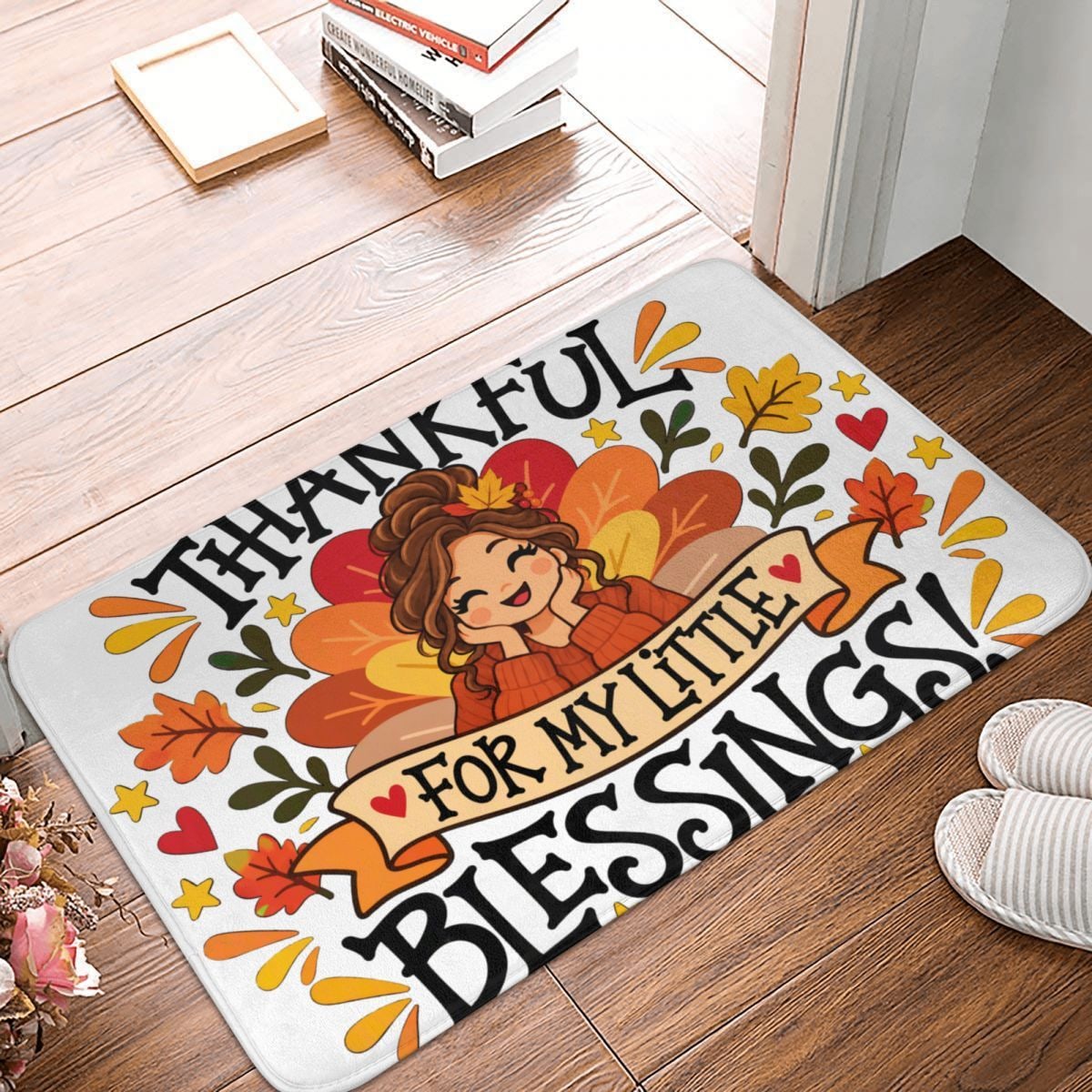 Thanksgiving Gratitude Portrait Doormat 16×24 in