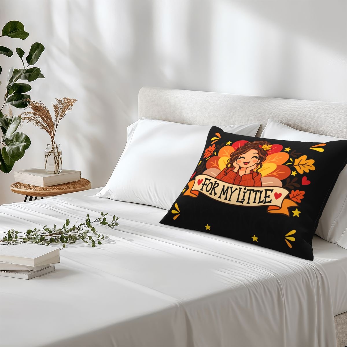 Thanksgiving Gratitude Portrait Fleece Pillow Case