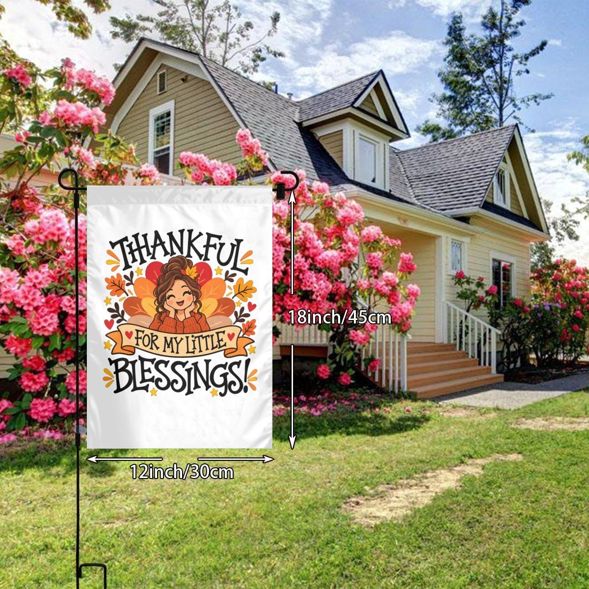 Thanksgiving Gratitude Portrait Garden Flag 12×18 in