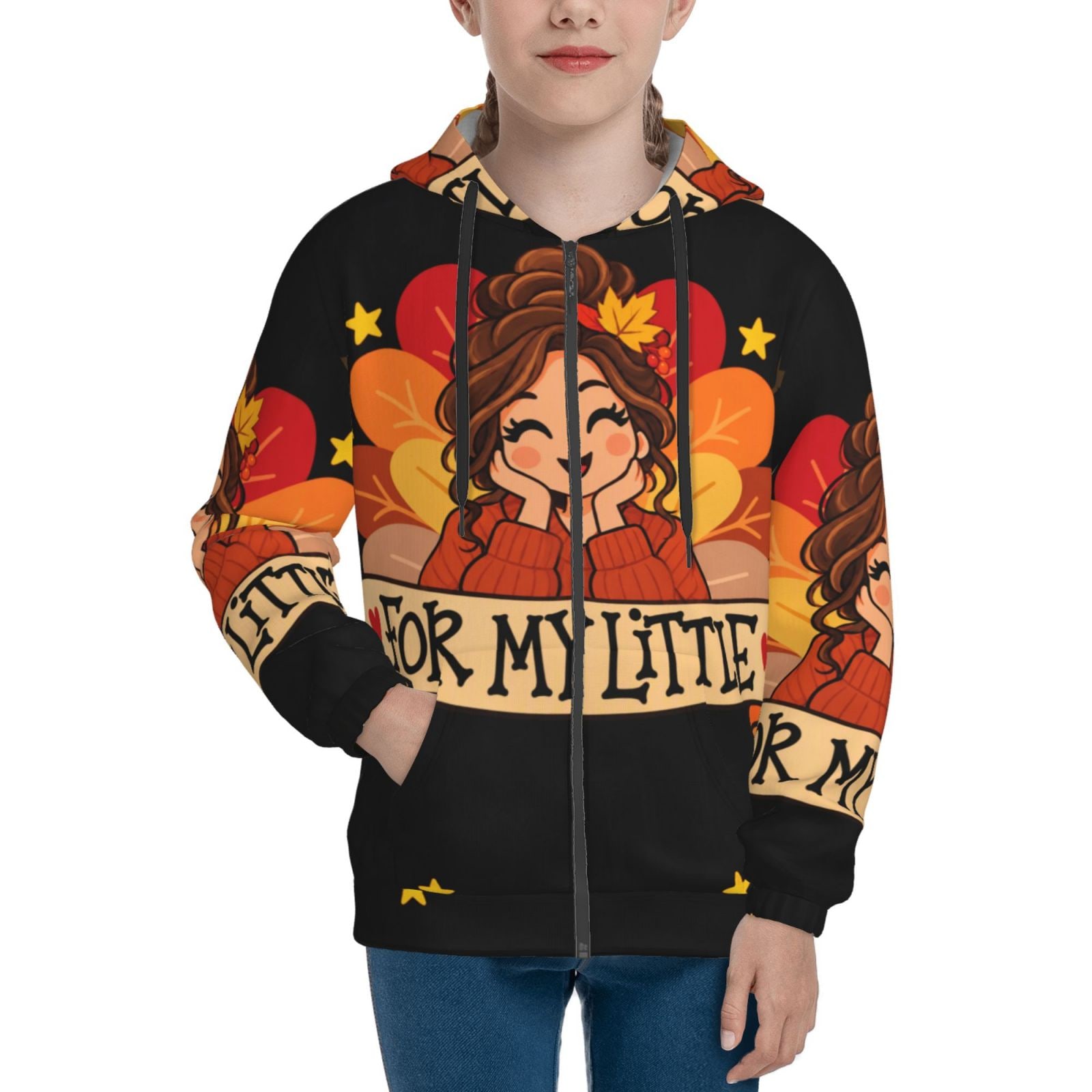 Erntedank-Dankbarkeitsporträt Kinder-Zip-Hoodie