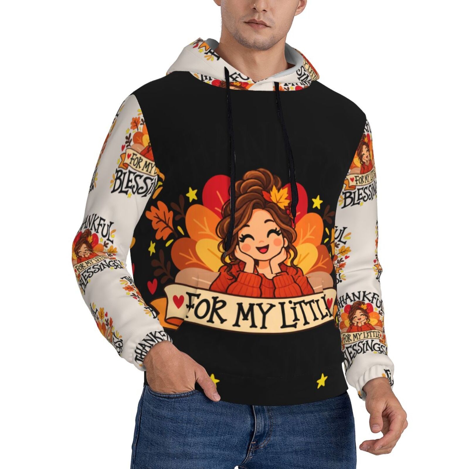 Erntedank-Dankbarkeitsporträt Herren-Hoodie