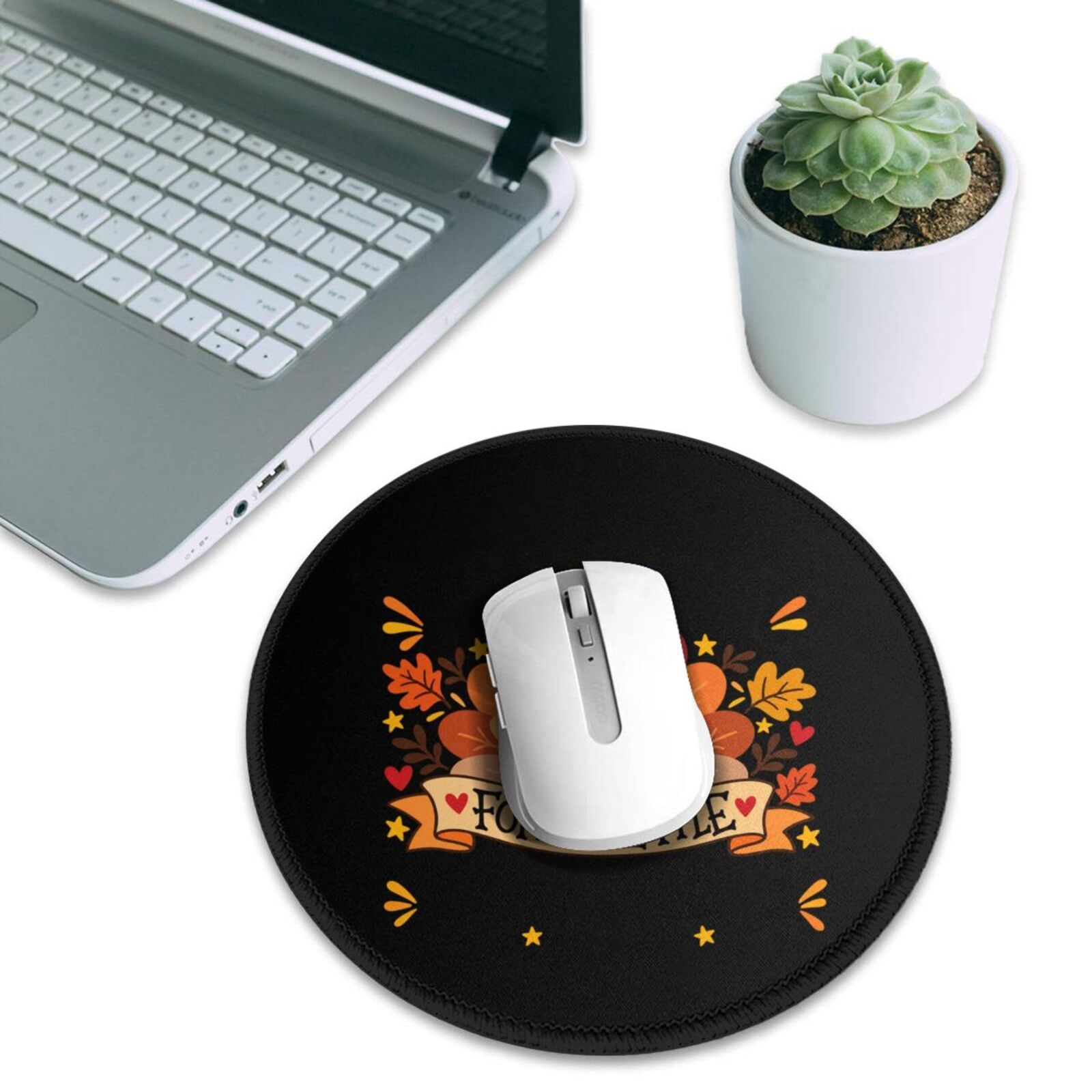 Portrait de gratitude de Thanksgiving Tapis de souris rond de 8 po