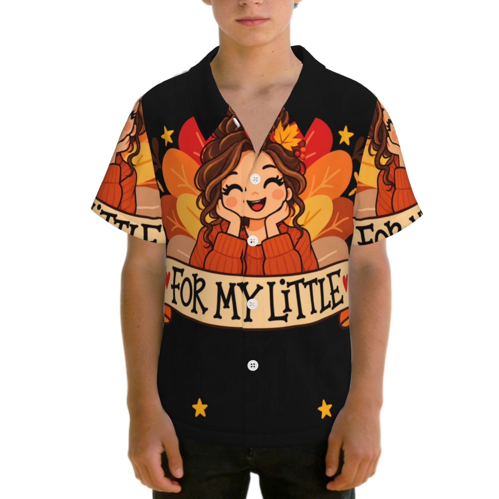 Portrait de gratitude de Thanksgiving Chemise hawaïenne pour ados