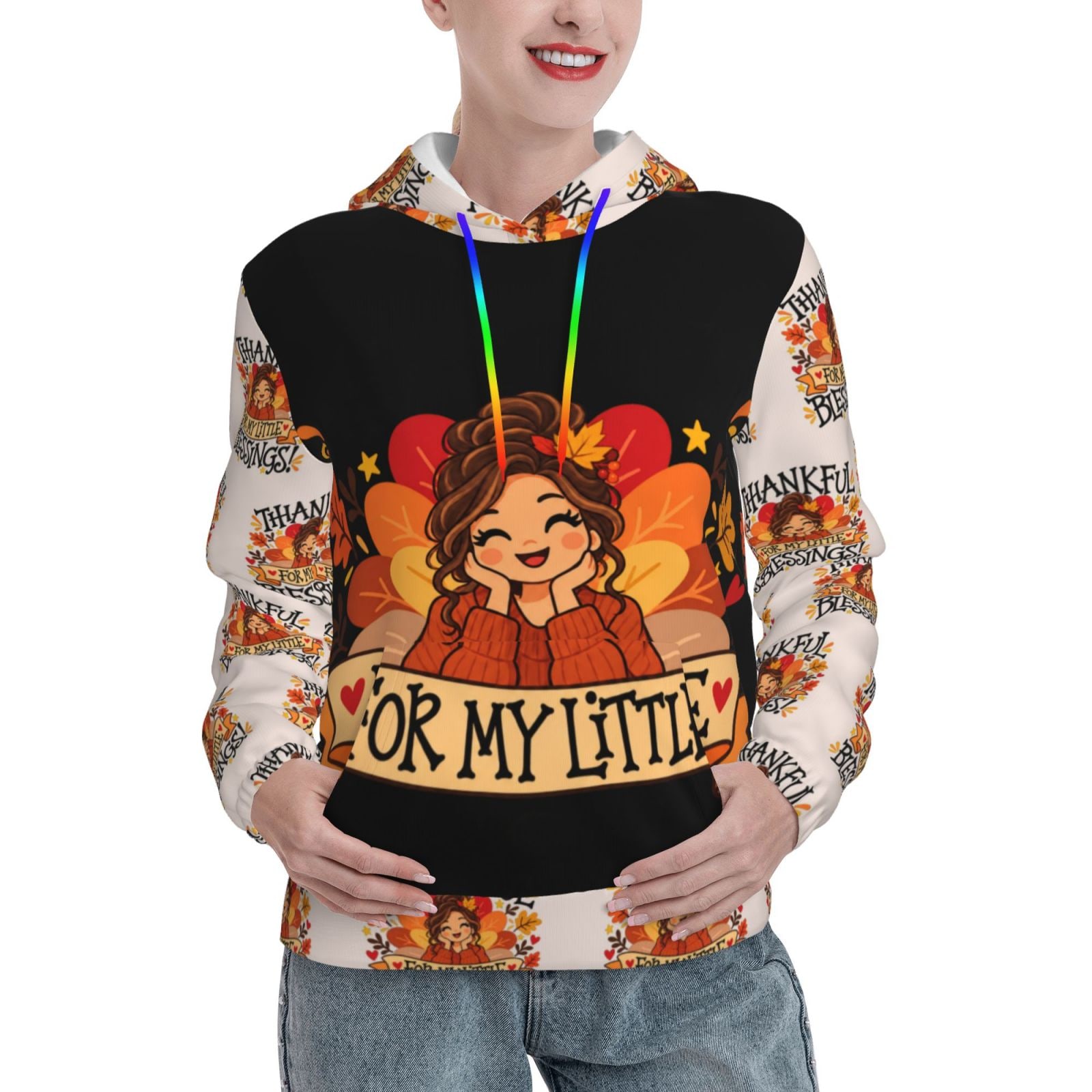 Portrait de gratitude de Thanksgiving Hoodie pour femmes