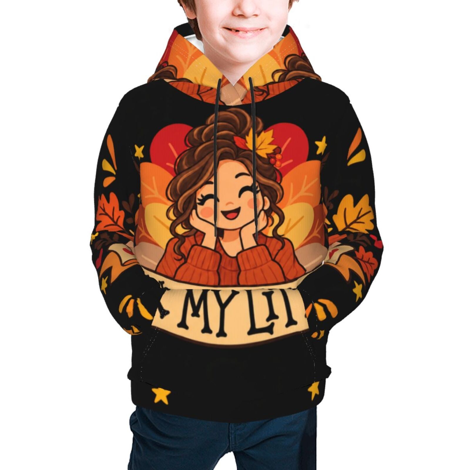 Portrait de gratitude de Thanksgiving Hoodie pour jeunes