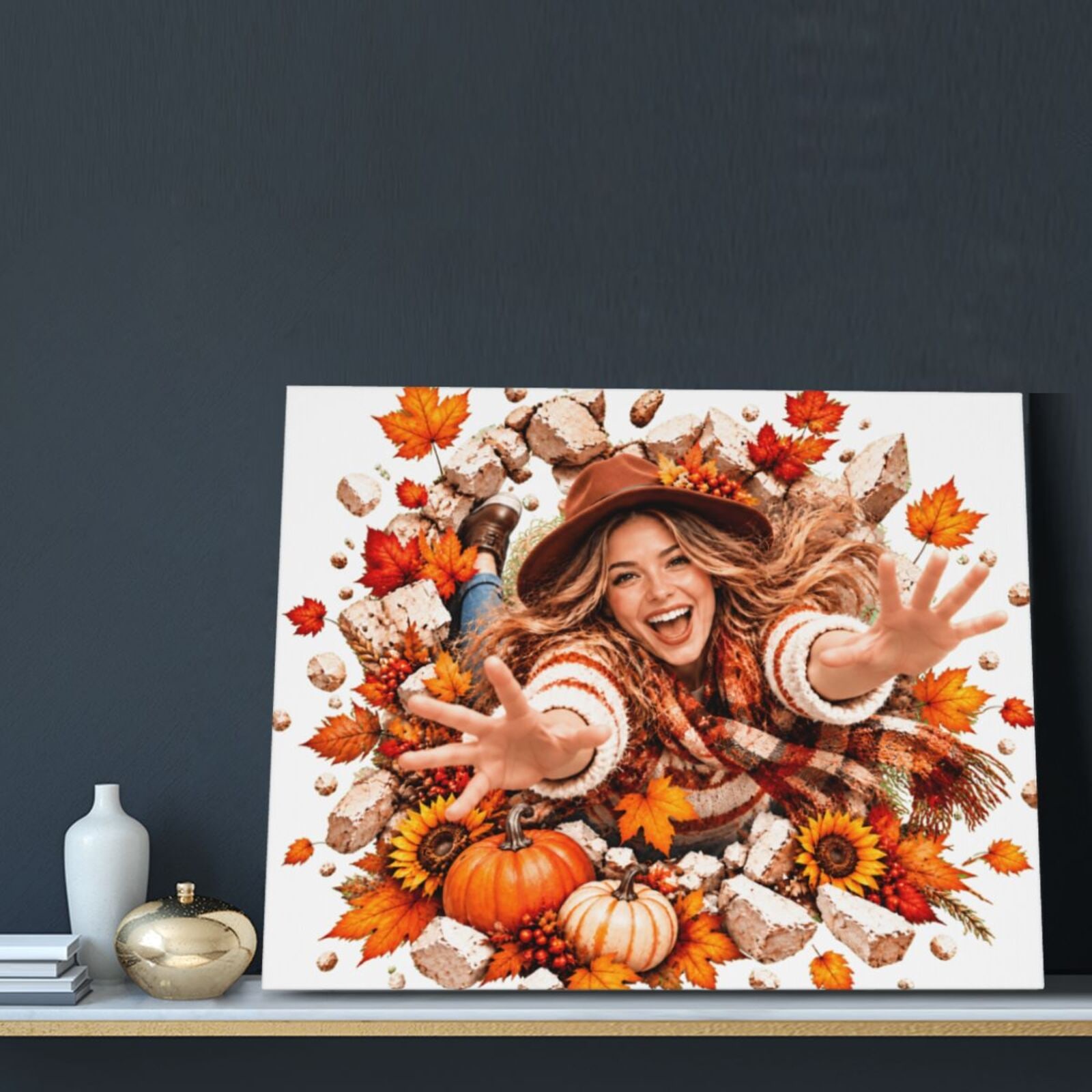 Thanksgiving Joy Burst Premium Canvas 16x20