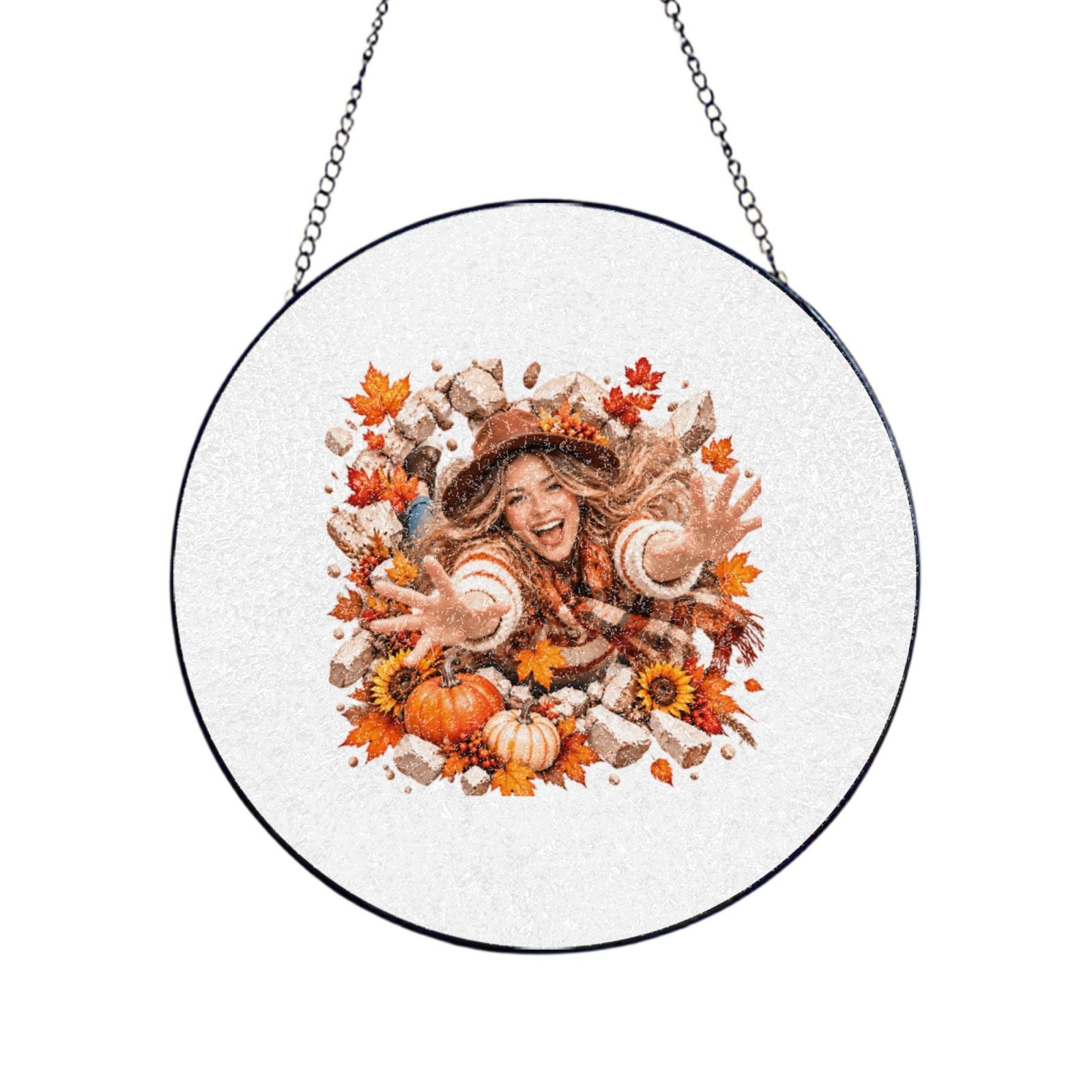 Thanksgiving Joy Burst Glass Suncatcher