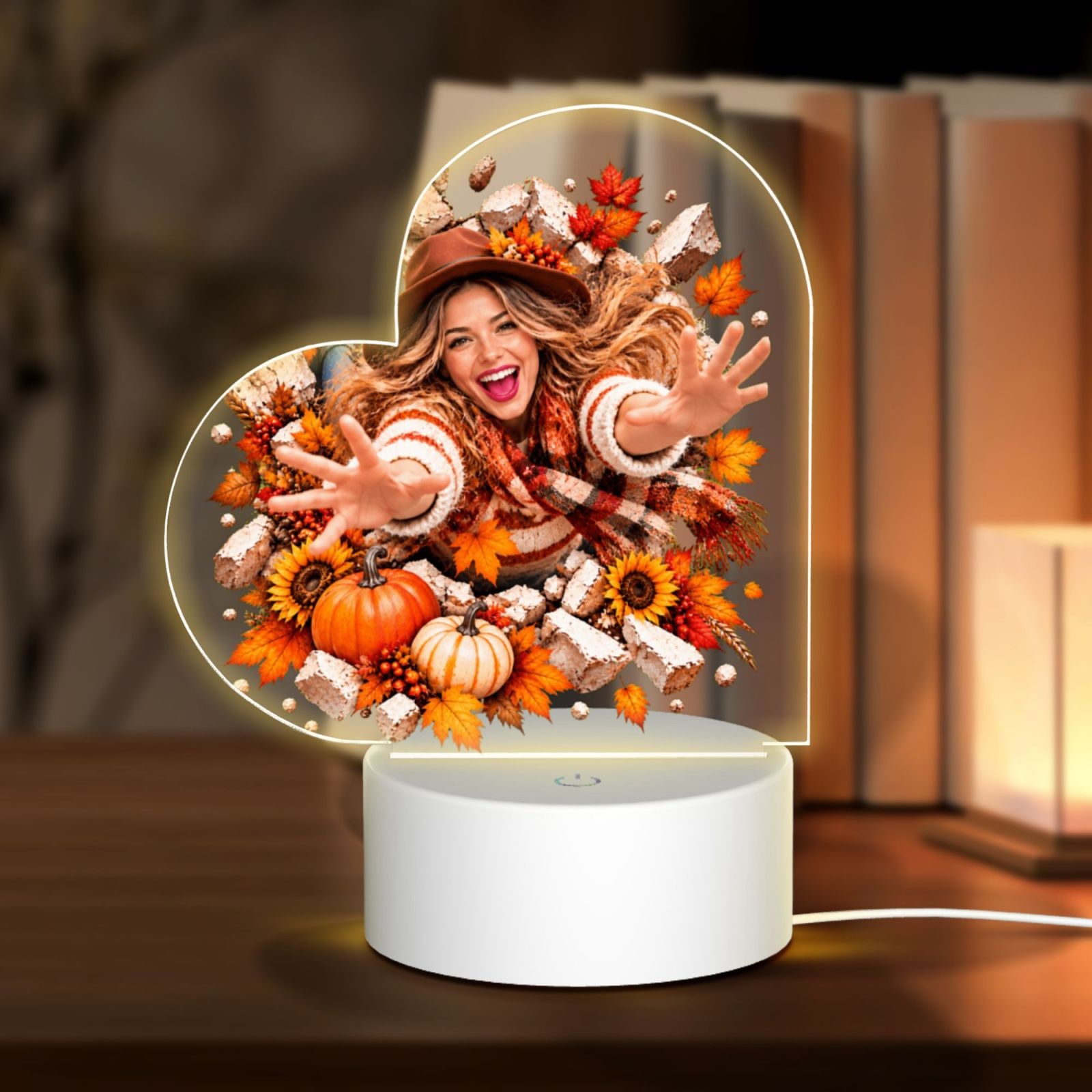 Thanksgiving Joy Burst Heart Acrylic Night Light