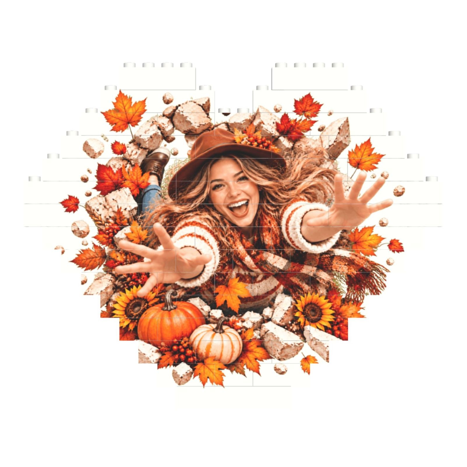 Thanksgiving Joy Burst Heart Building Block Puzzle