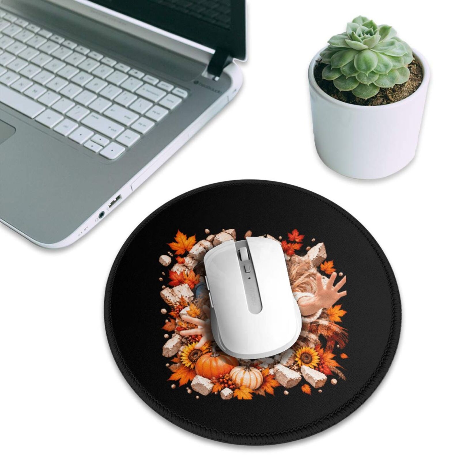 Thanksgiving Joy Burst Round Mouse Pad 8 in