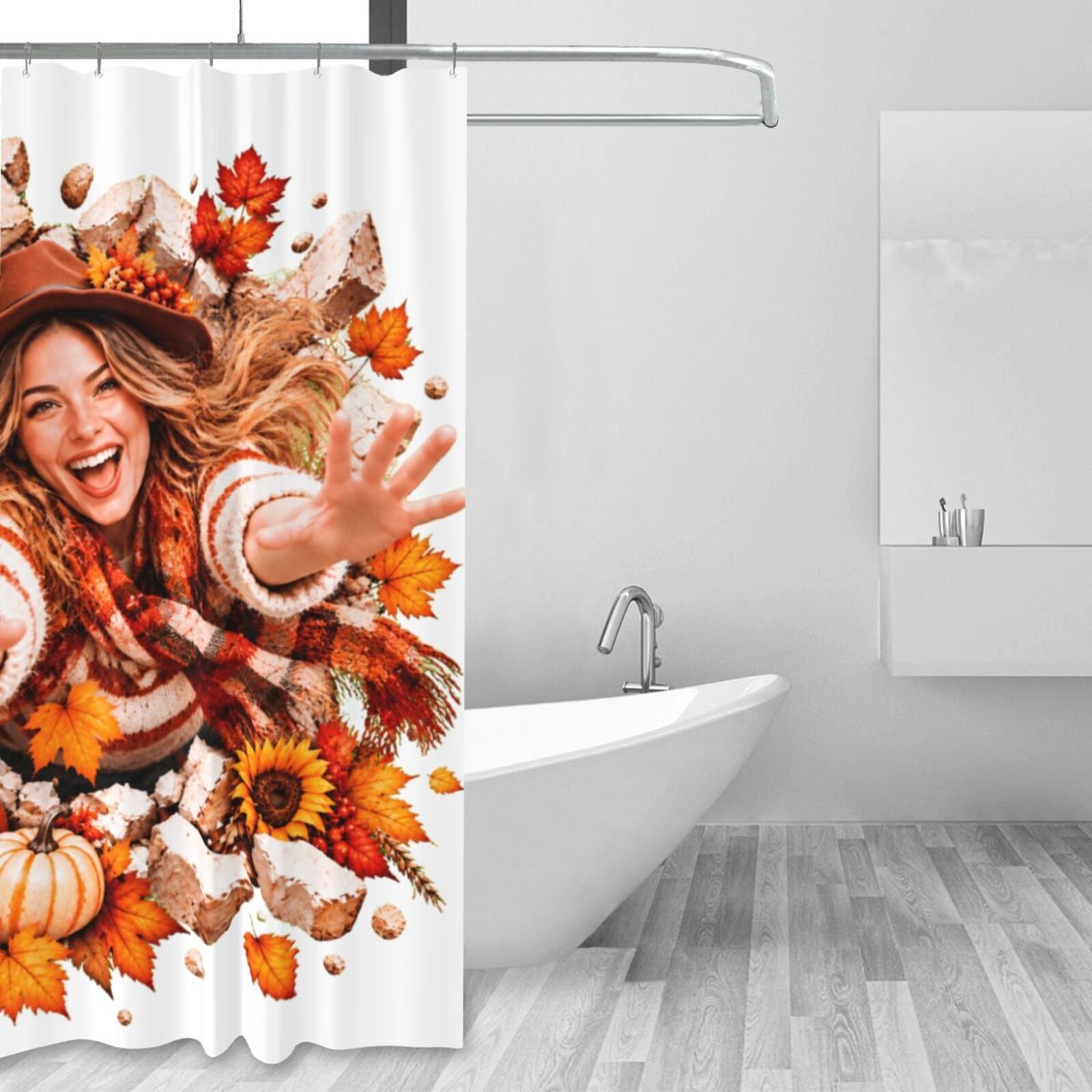 Thanksgiving Joy Burst Shower Curtain 60×72 in