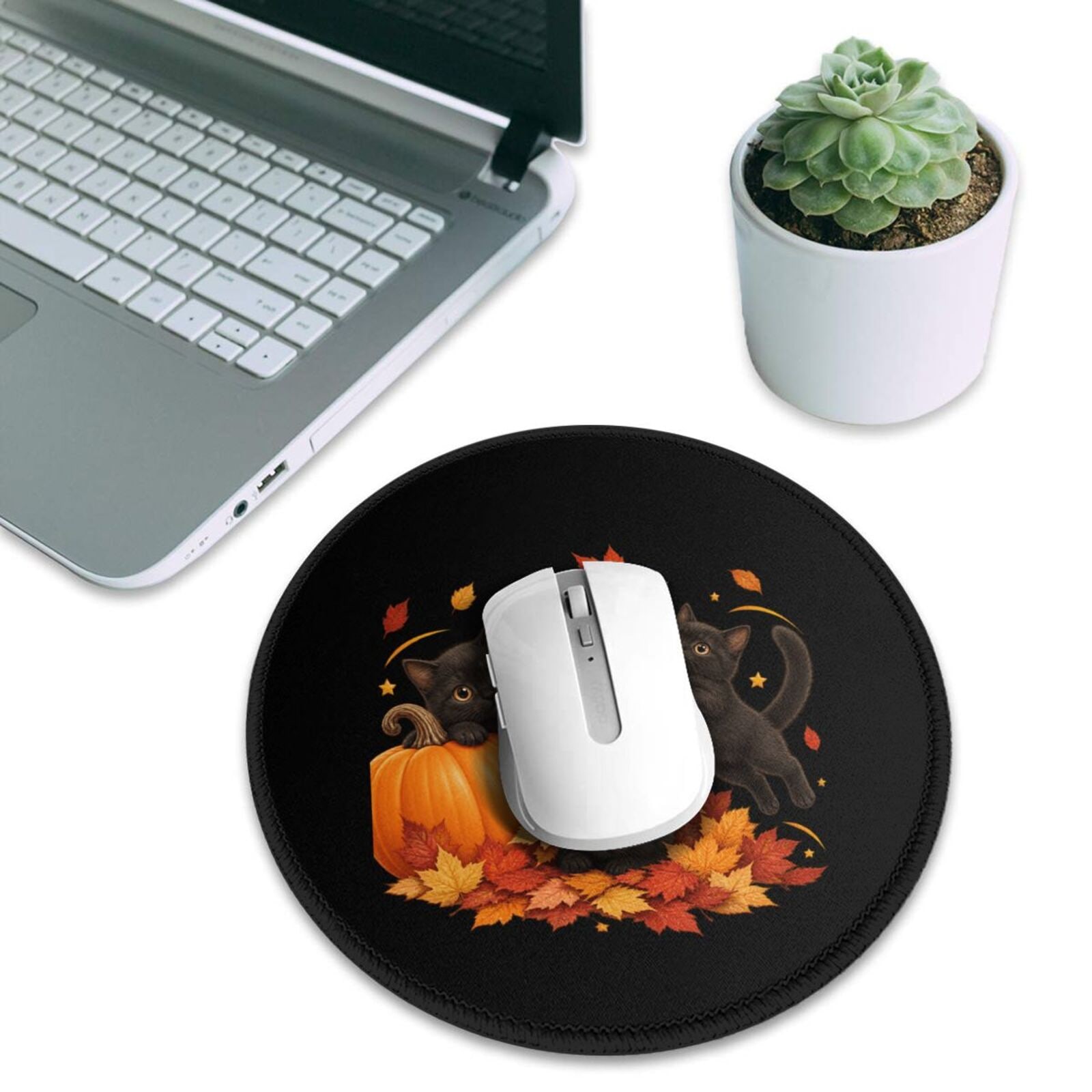 Thanksgiving Autumn Whimsy Round Mouse Pad 8 in