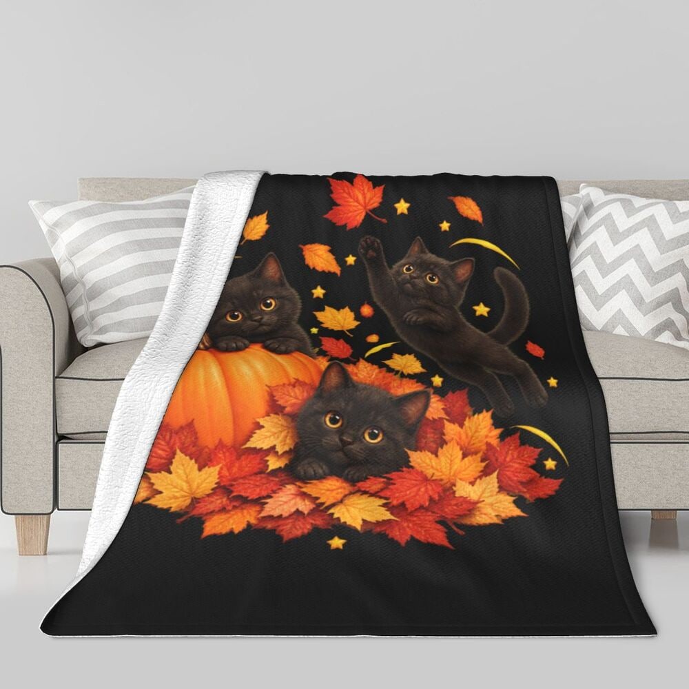 Thanksgiving Autumn Whimsy Sherpa Fleece Blanket