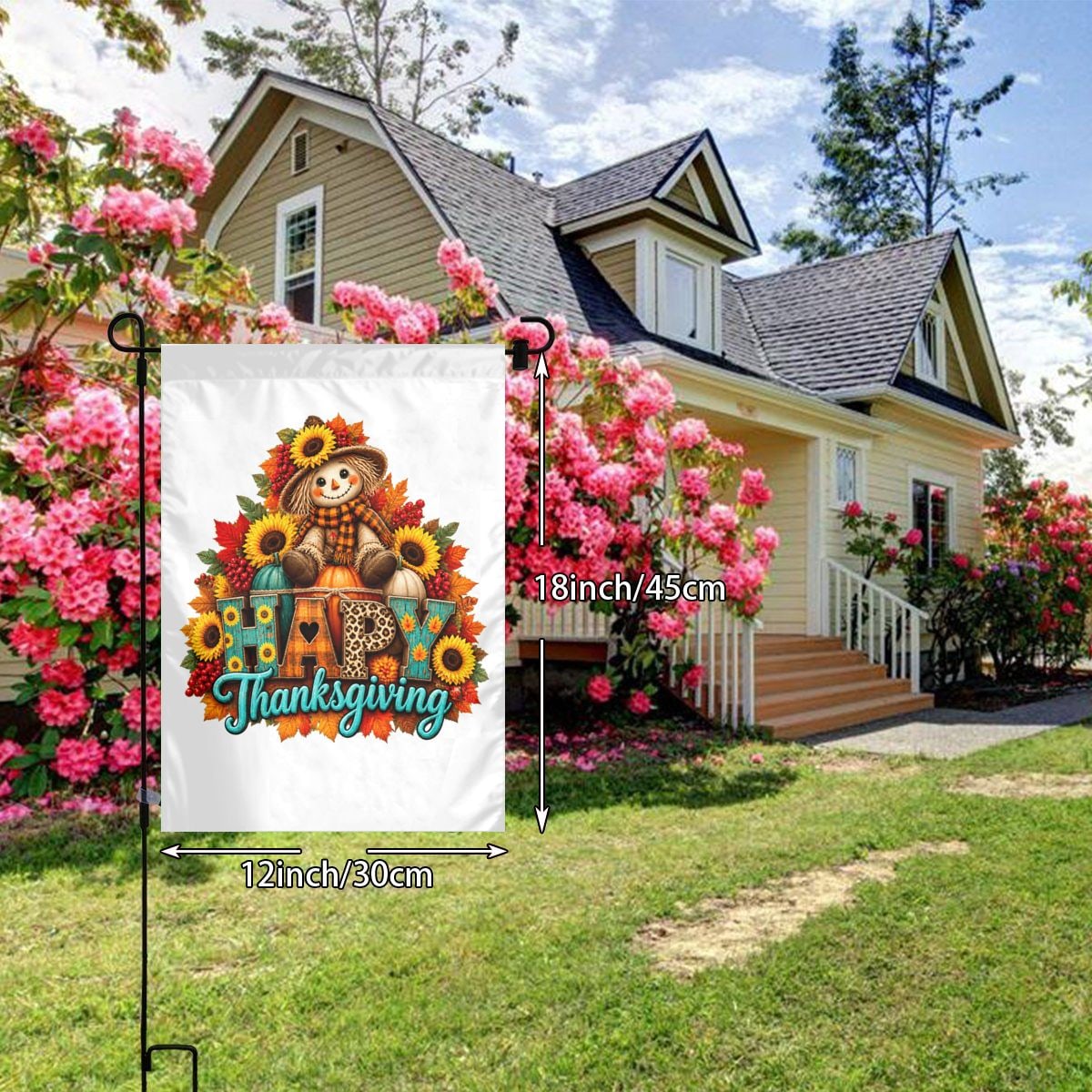 Joie féline de Thanksgiving Garden Flag 12×18 in