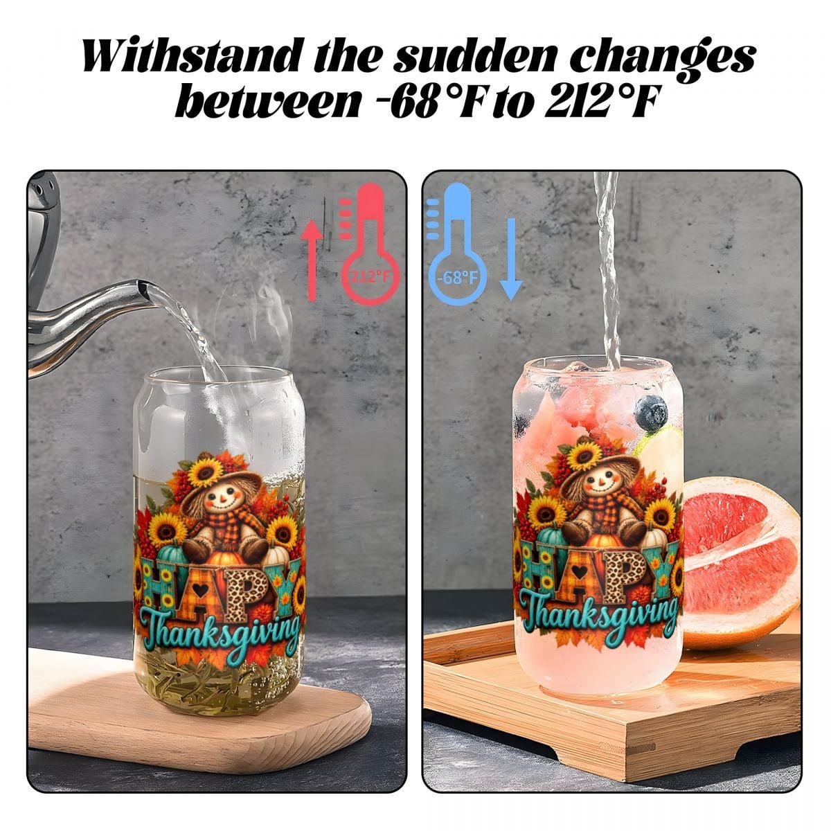 16oz Glass Can with Bamboo Lid