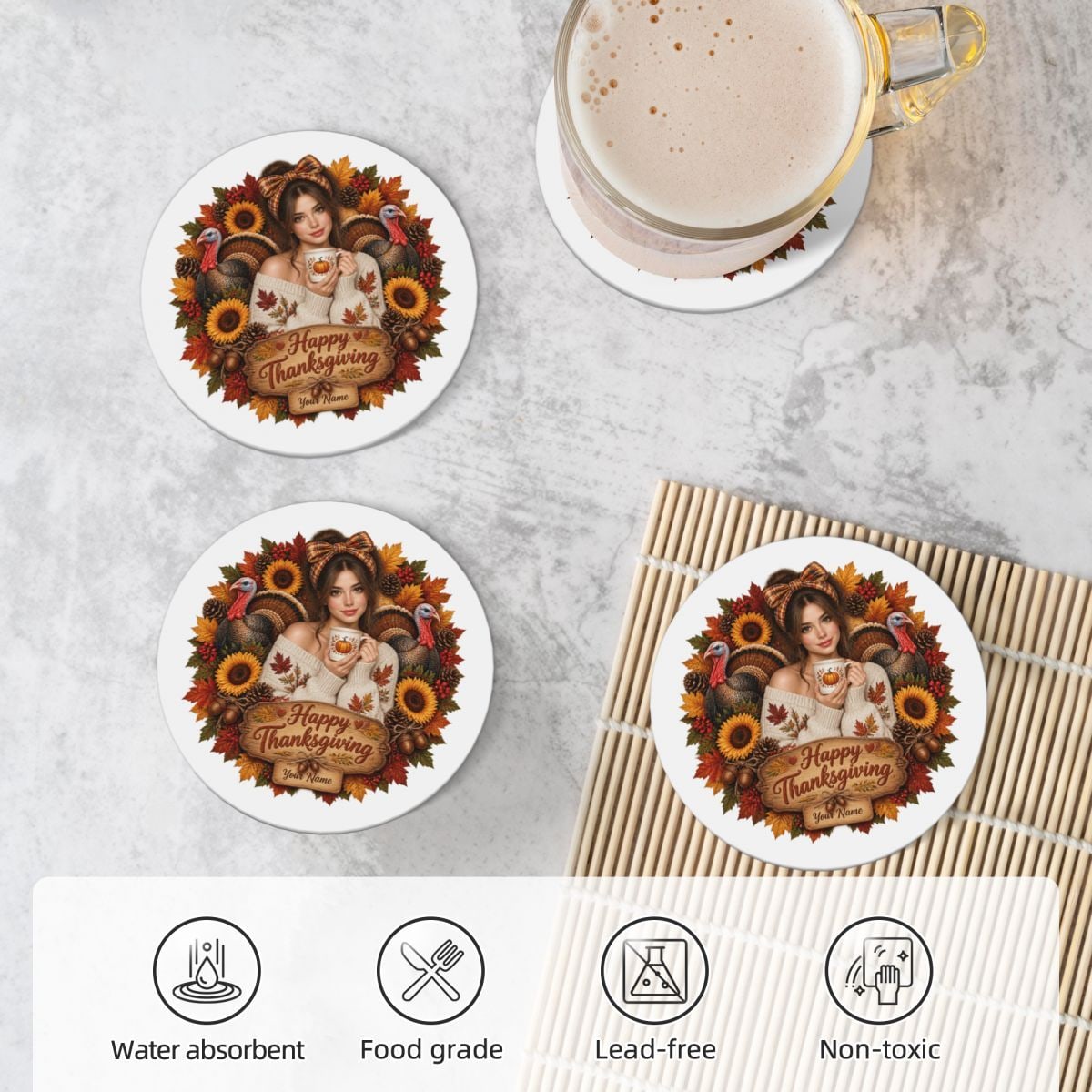 Ceramic Coaster Set of 4 — front