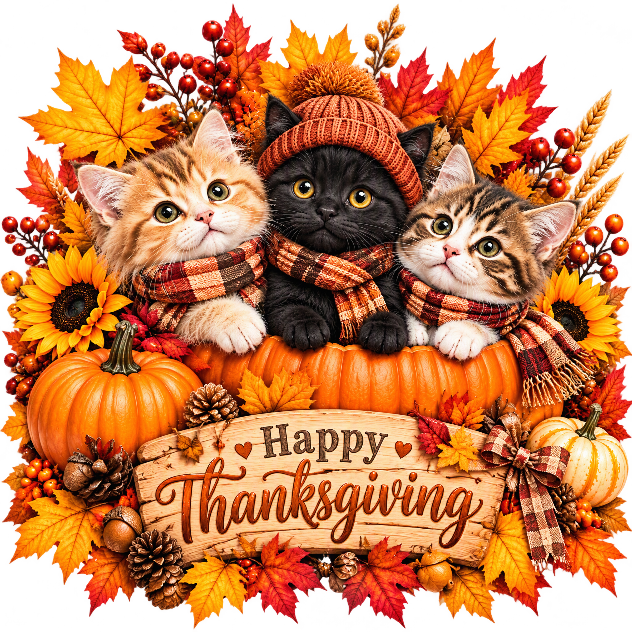 Thanksgiving Kitty Trio